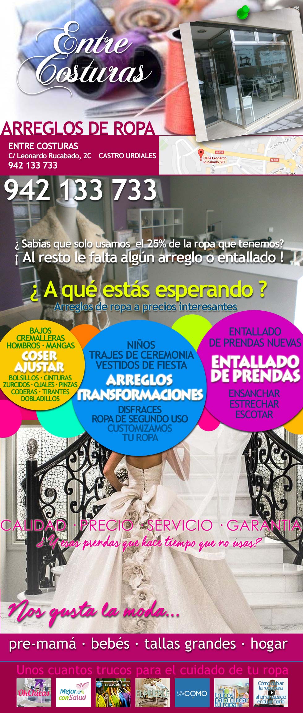 Taller de costura en Castro, Arreglos de Ropa, Castro Urdiales, coser ropa, arreglar ropa, meter bajos, ajustar hombreras, entallar cintura, modista en castro, entallar, coser, meter, subir alargar, encojer,