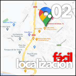Estamos junto a la carretera de Burgos a  Medina de Pomar en la carretera de Bilbao en Trespaderne. Haz click para ver el plano de situación de Trespaderne en Google Maps.