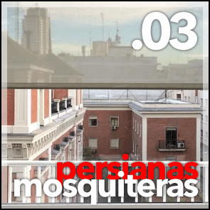 Persianas mosquiteras. Su misión es evitar que los insectos voladores puedan pasar a los espacios que protegen.