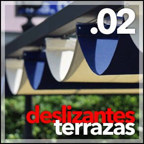Toldos deslizantes para grandes espacios. Indicados para patios, terrazas de hostelería y espacios abiertos donde no se puede apoyar en ningún muro. Se trata de una estructura que nos recuerda a una pérgola.